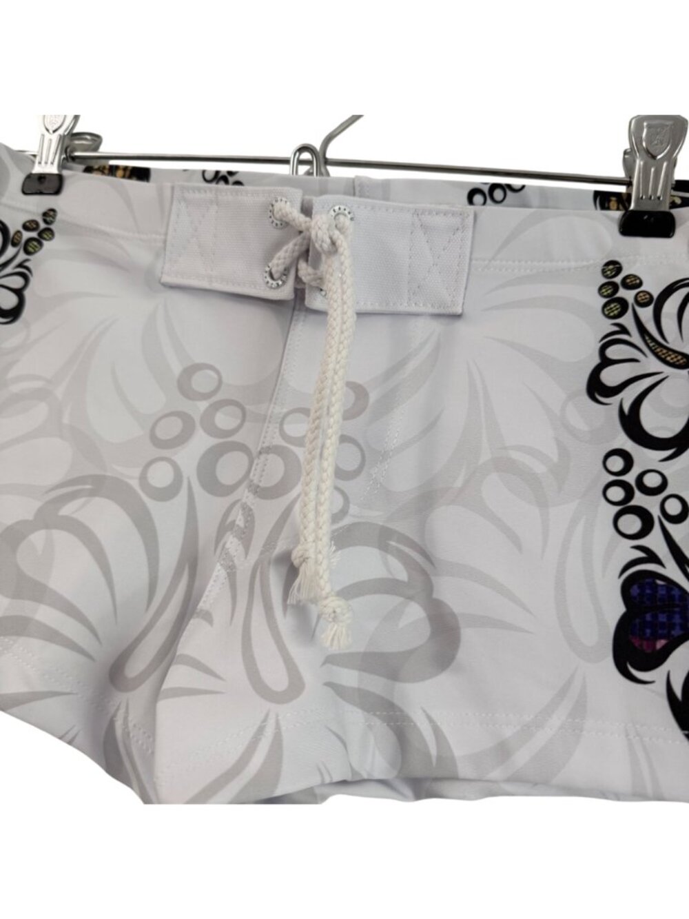 Rufskin White Multicolor Floral Tropical Lace Up Swim Trunks Mens Size Medium - Picture 3 of 4